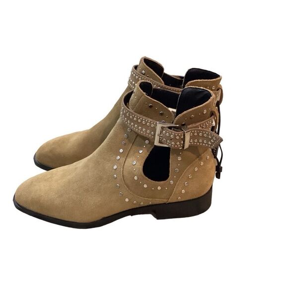 NWT Zara studded leather suede cutout ankle boots size 9 - Picture 3 of 11